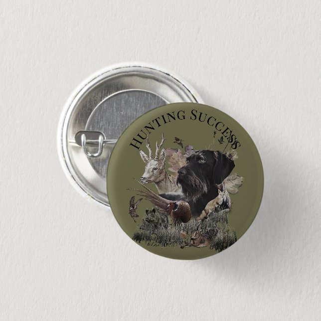 Badge Rond 2,50 Cm Chasse réussie, Deutsch Drahthaar (Devant & derrière)