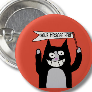 Badge Rond 2,50 Cm Chat avec signe de message tuxedo chats