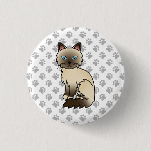 Badge Rond 2,50 Cm Chat Birman / Ragdoll Point Chocolat & Pattes Mign