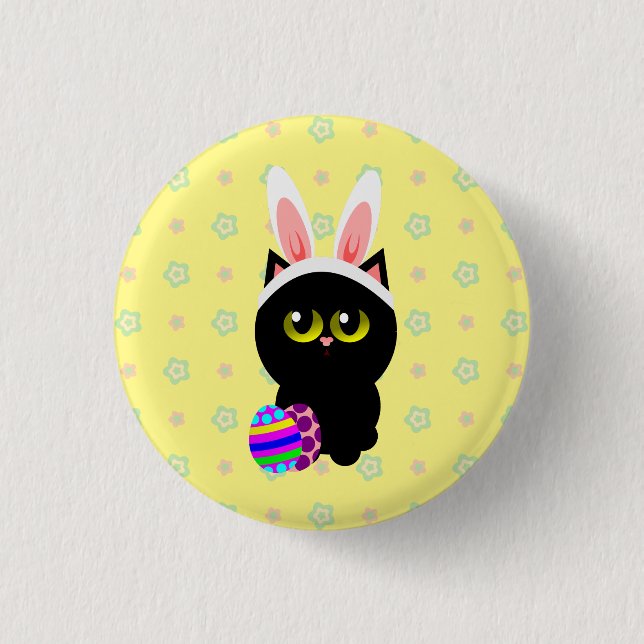 Badge Rond 2,50 Cm Chat Bunny de Pâques (Devant)