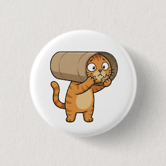 Badge Rond 2,50 Cm Chat coincé dans le bouton de rouleau de papier to
