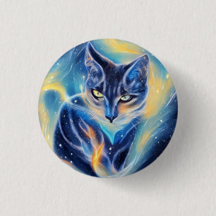 Badge Rond 2,50 Cm Chat cosmique