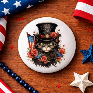 Badge Rond 2,50 Cm Chat étoilé patriotique