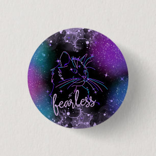 Badge Rond 2,50 Cm Chat Galaxy sans peur