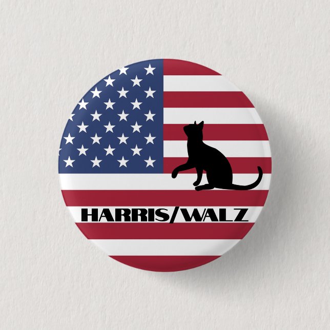 Badge Rond 2,50 Cm Chat Ladies for Harris/Walz Design (Devant)