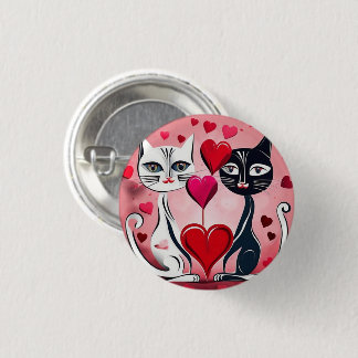 Badge Rond 2,50 Cm Chat Love