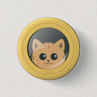 Badge Rond 2,50 Cm Chat mignon regardant par le hublot de bateau
