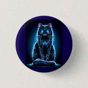 Badge Rond 2,50 Cm Chat Néon Fond Vif-97948