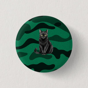 Badge Rond 2,50 Cm Chat noir