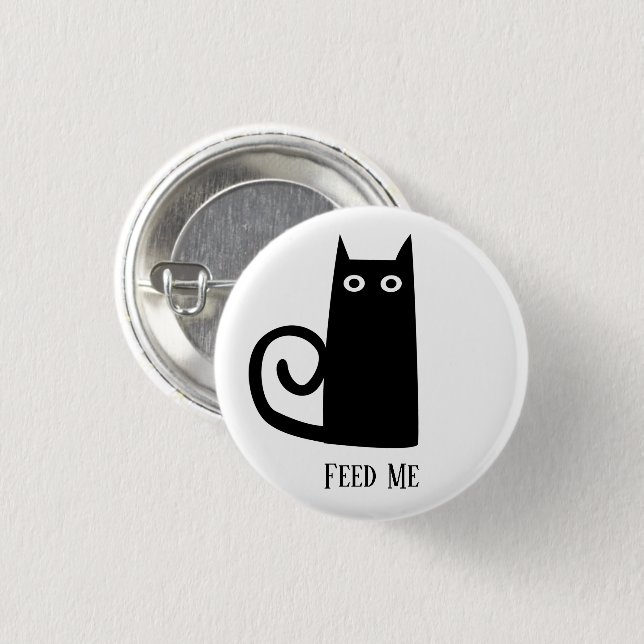 Badge Rond 2,50 Cm Chat noir amusant (Devant & derrière)