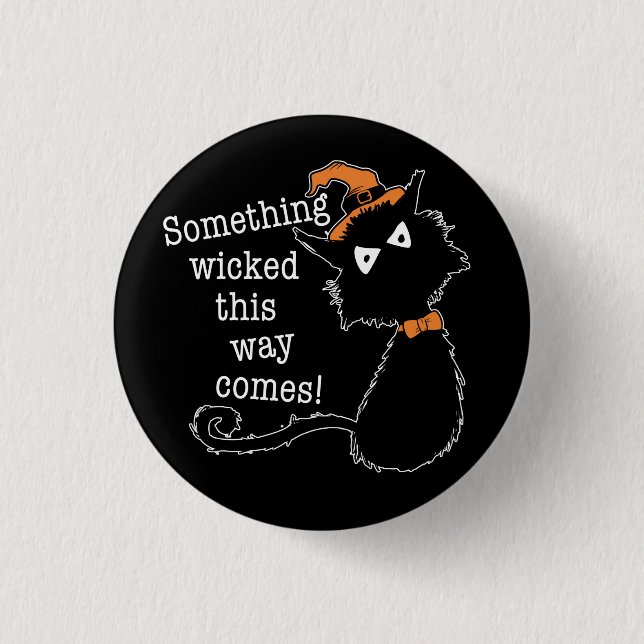 Badge Rond 2,50 Cm Chat noir d'Halloween - Citation de Shakespeare (Devant)
