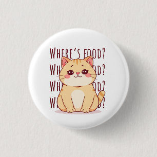 Badge Rond 2,50 Cm Chat roux affamé 
