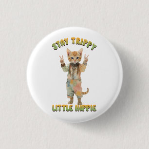 Badge Rond 2,50 Cm Chat tigré orange bohème reste trippy petit hippie