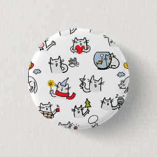 Badge Rond 2,50 Cm Chats amusants, lait et magie.