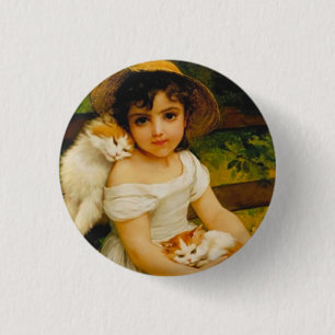 Badge Rond 2,50 Cm Chats Art Déco