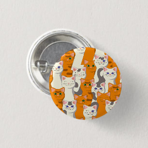 Badge Rond 2,50 Cm Chats blancs et gingembre motif yeux verts yeux bl