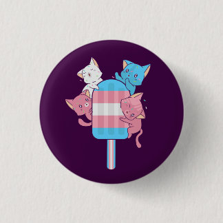 Badge Rond 2,50 Cm Chats du drapeau transgenre et une glace à l'eau