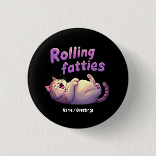 Badge Rond 2,50 Cm Chats Mèmes Drôles et Mignons Chonk Roulant