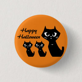Badge Rond 2,50 Cm Chats noirs chanceux d'Halloween