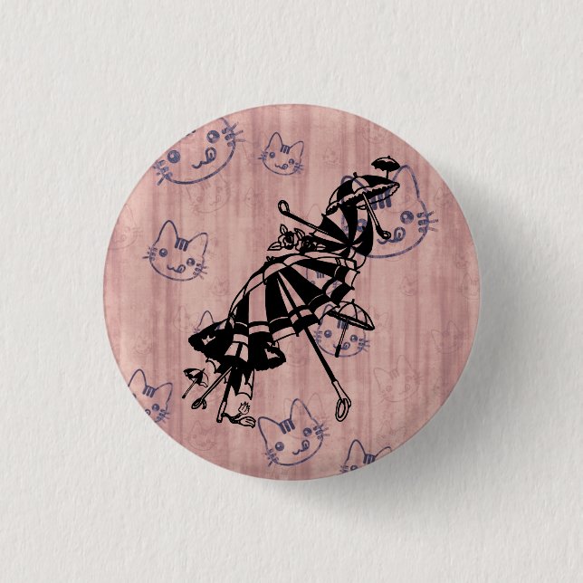 Badge Rond 2,50 Cm chats Parasols parapluies Illustration de l'art de (Devant)
