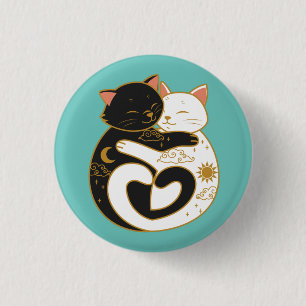 Badge Rond 2,50 Cm Chats Yin Yang 