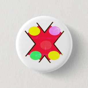BADGE ROND 2,50 CM CHAUSSURES D'ÉQUIPAGE POINTS GÉANTS JAUNE ROUGE CL