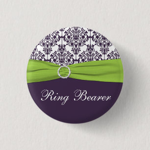 Badge Rond 2,50 Cm Chaux et Pin pourpre de porteur d'alliances de