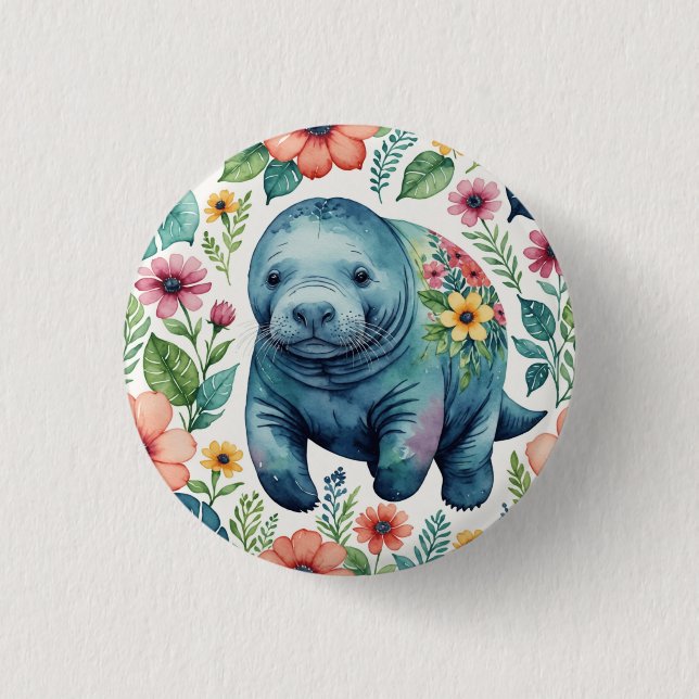Badge Rond 2,50 Cm Chemise bébé Manatee (Devant)