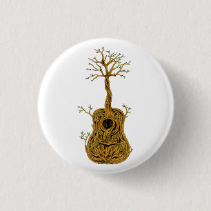 Badge Rond 2,50 Cm Chemise de guitare acoustique Arbre de vie Joueur 