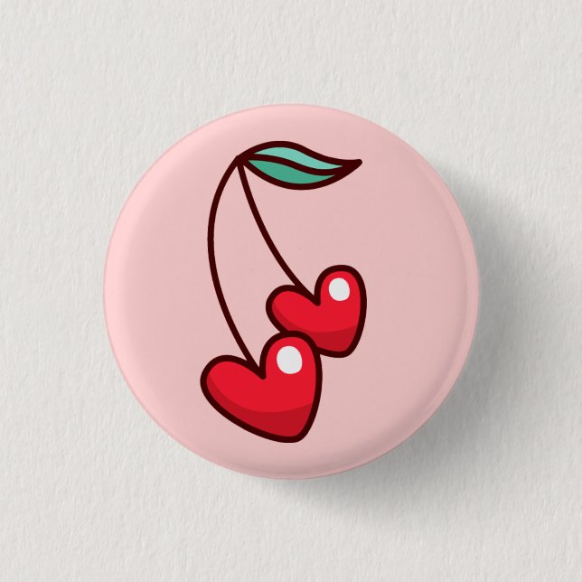 Badge Rond 2,50 Cm Cherry Hearts (Devant)