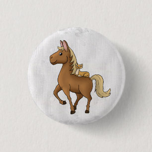 Badge Rond 2,50 Cm Cheval et chat