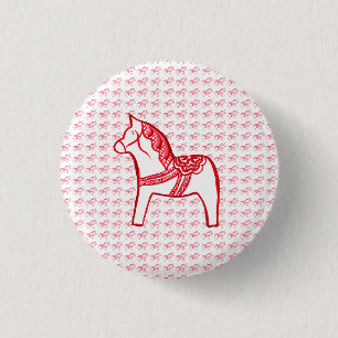 Badge Rond 2,50 Cm Cheval rouge et blanc