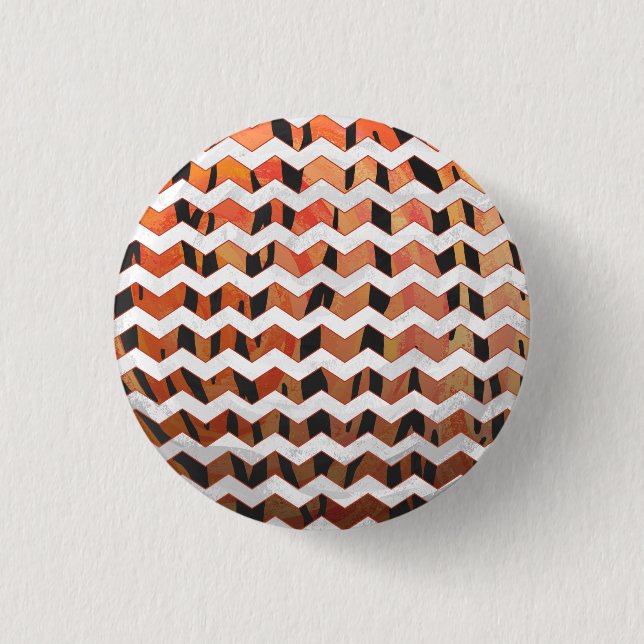 Badge Rond 2,50 Cm Chevron Tiger chaud orange et noir (Devant)