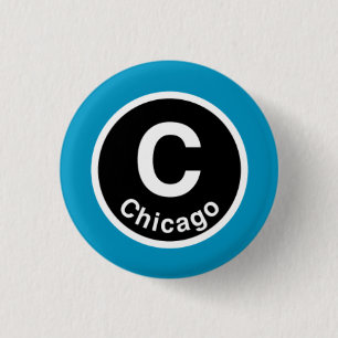 Badge Rond 2,50 Cm Chicago L Chicago Blue Line