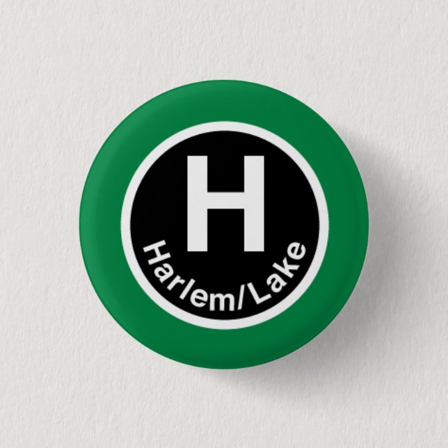 Badge Rond 2,50 Cm Chicago L Harlem L vert (Devant)
