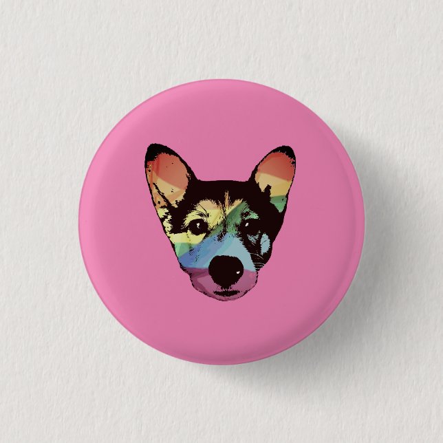 Badge Rond 2,50 Cm Chien arc-en-ciel, bouton, bouton rond (Devant)