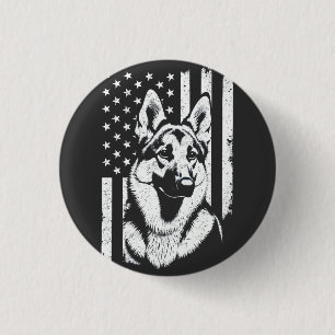Badge Rond 2,50 Cm Chien berger allemand USA Drapeau américain 4 juil