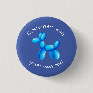 Badge Rond 2,50 Cm Chien d'animal à ballons bleus