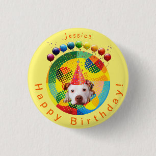 Badge Rond 2,50 Cm Chien d'anniversaire mignon (personnalisé)