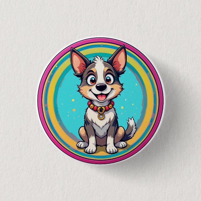 Badge Rond 2,50 Cm Chien de dessin animé joyeux (Devant)