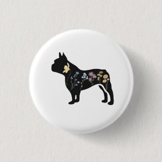 Badge Rond 2,50 Cm Chien de taureau français fleur sauvage