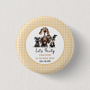 Badge Rond 2,50 Cm Chien Faisons Pawty Anniversaire
