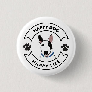 Badge Rond 2,50 Cm Chien heureux, vie heureuse