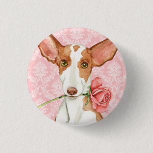 Badge Rond 2,50 Cm Chien rose de Valentine Ibizan