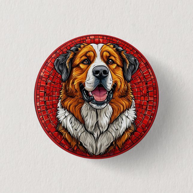 Badge Rond 2,50 Cm Chien Saint Bernard (Devant)