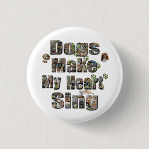Badge Rond 2,50 Cm Chiens Font Mon Coeur Chanter Logo,