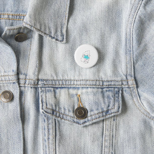 Badge Rond 2,50 Cm Chiot Bichon Frise Mignon Enlaçant une Étoile Bleu