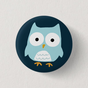 Badge Rond 2,50 Cm Chouette bleue