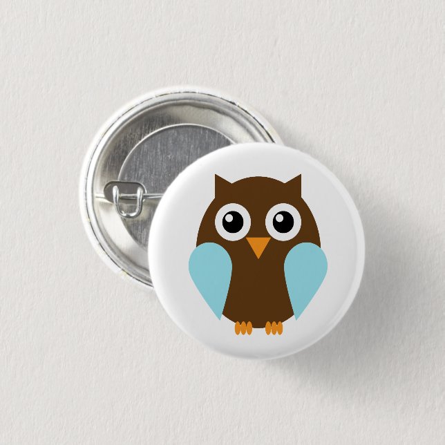 Badge Rond 2,50 Cm Chouette bleue adorable (Devant & derrière)