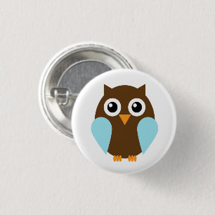 Badge Rond 2,50 Cm Chouette bleue adorable